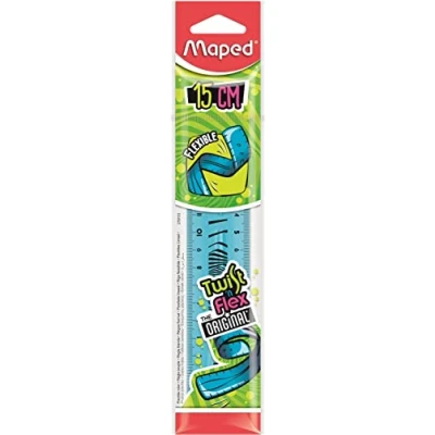Immagine di MAPED Twist&#039;n Flex righello piatto morbido, divertente e infrangibile, da 15 cm, doppia graduazione, colore: Blu