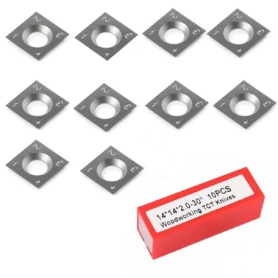 Immagine di Trvoxviq lame reversibili, 10 pezzi, di ricambio (14 x 14 2 mm, 30) per scalpello, fresa superiore, inserti quadrati in metallo duro (HW), 4 lati utensili a tornio legno