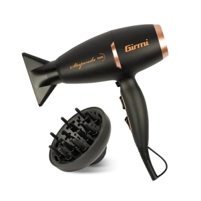 Immagine di Girmi PH91 Asciugacapelli Brushless Professionale, 2200 W, 2 velocità, 3 temperature, Funzione Ionic, InclusI Diffusore e Concentratori, Maneggevole