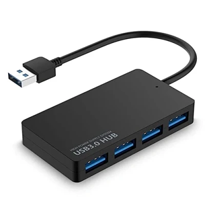 Immagine di Hub USB 4 porte 3.0 ultra sottile adattatore portatile ad alta velocità multi splitter cavo per PC portatili, desktop, PS5, PS4, Xbox, Wii, Mac, notebook, MacBook