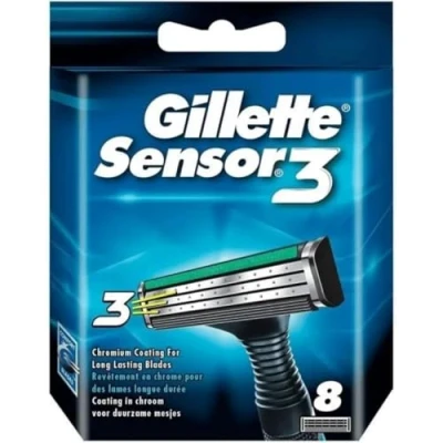 Immagine di Gillette Sensor3, Confezione da 8 Lamette Barba di Ricambio 3 Lame, con Testina Snodabile, Rivestimento in Cromo per Lame che Durano a Lungo