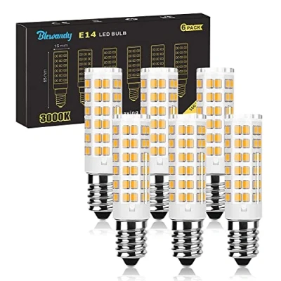 Immagine di Blewandy Lampadine LED E14 Luce Calda, 5W Equivalenti a 50W, 3000K 550LM Lampadina Edison Mais, Angolo 360 No Sfarfallii, CA 175 265V, Non Dimmerabile, 6 Pezzi