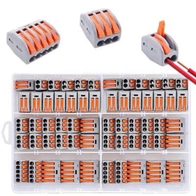 Immagine di 60 Pezzi Compact Connettore con Leva di Comando, 3 Tipi Morsettiera Elettrici imballati separatamente, 20 Morsetti a 2 Vie, 30 10 5 Vie