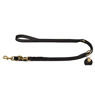 Immagine di HUNTER 66851 Sansibar Solid Guinzaglio Regolabile per Cani, in Pelle, Intrecciato, Resistente, Elegante, 1,5 x 200 cm, Nero