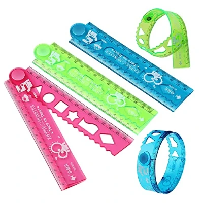 Immagine di 3 Pezzi Pieghevole Righelli Colorati Trasparenti Righello 30 cm In Plastica Infrangibili Doppia Faccia Morbido per Disegno Geometrico Bambini Studente Ufficio Scuola Colori Misti