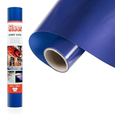 Immagine di Siser Electric Blu, 30cm x 1mt, vinile termotrasferibile termoadesivo cangiante per la personalizzazione di indumenti, accessori e tessuti, certificato VeganOk Oeko Tex standard 100 classe I.