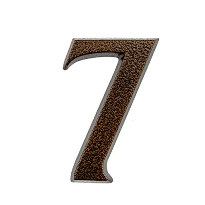 Immagine di HUBER numero civico 7 in alluminio 10 cm I numeri civici per casa &amp; porta targhette con nobile design rame antico 3D, verniciato a polvere