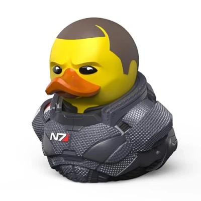 Immagine di TUBBZ Statuetta di anatra in gomma vinilica da collezione Commander Shepard, prodotto ufficiale Mass Effect, videogiochi FPS azione fantascientifica