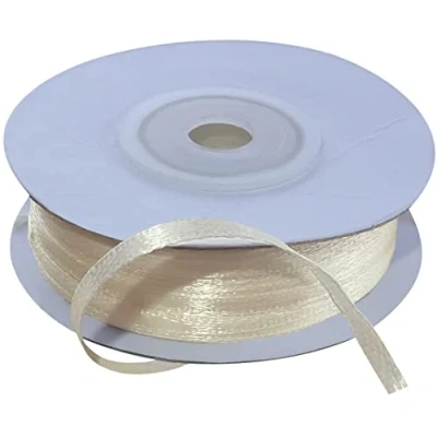 Immagine di AERZETIX C55356 Rotolo di nastro raso satinato 3mm x 50m colore crema striscia imballaggio regalo decorazione matrimonio compleanno festa in poliestere