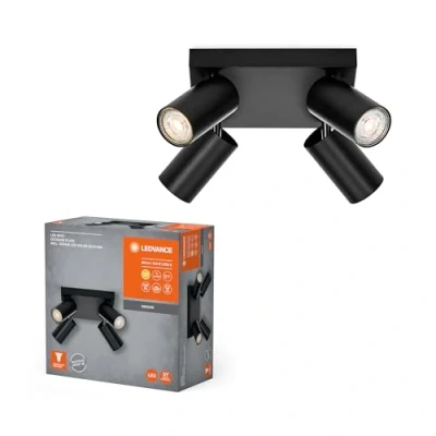 Immagine di LEDVANCE LED SPOT OCTAGON PL 4x3,4W, GU10, 920lm, nero, 2.700K, bianco caldo, lampada intramontabile e sostituibile, ideale per interni, teste orientabili, dimmerabile