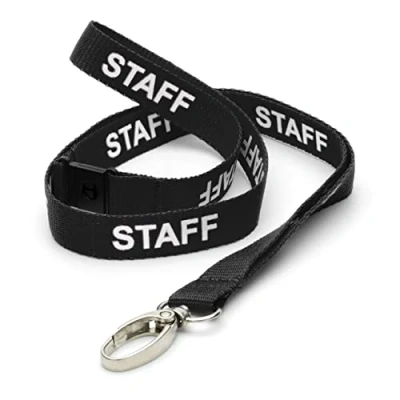 Immagine di CKB LTD Cordino nero per staff di sicurezza staccabile Tracolla con clip girevole in metallo porta carte d&#039;identità Design a sgancio rapido Confezione da 10
