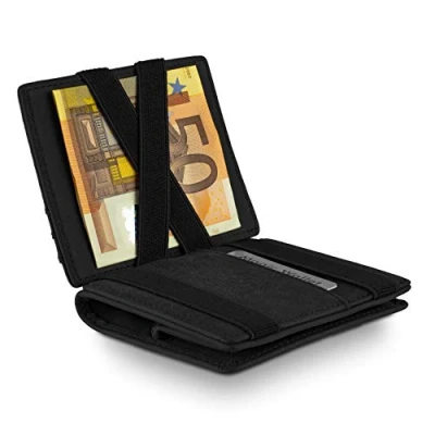 Immagine di WEST Portacarte di Credito da Uomo (Classico) Portafoglio RFID Anti Hacking Ampio Scomparto Porta Monete Confezione Regalo Inclusa Ideale per Viaggiare (Nero)