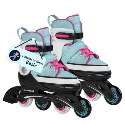 Immagine di HUDORA Pattini in linea Basic blue/mint per bambini e ragazzi diverse misure a rotelle regolabili su 4 Ideali iniziare con un modello di qualità