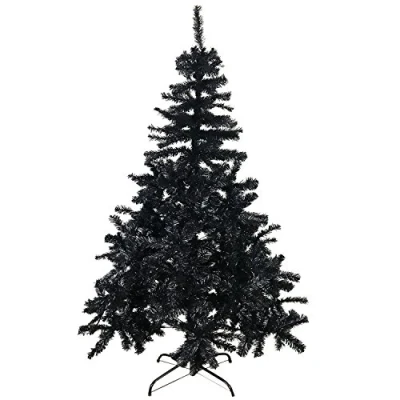 Immagine di FineHome Albero di Natale artificiale, 120 150 180 cm, con supporto, colore: nero, dimensioni: cm