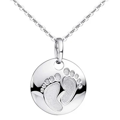 Immagine di MATERIA by Matthias Wagner Ciondolo a forma di piede con catena in argento 925 rodiato regalo nascita, sterling