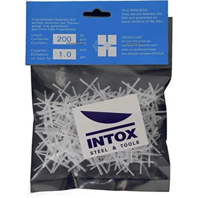 Immagine di Intox, croci per piastrelle, 1,0 mm, 200 pezzi, bianco, larghezza 1 la posa di piastrelle
