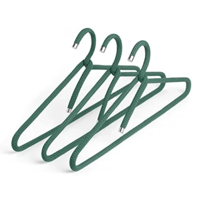 Immagine di Peppermint Products Rope Hanger Set di 3 ferri in tessuto corda design antiscivolo per giacche, camicie, pantaloni Design: Roman Luyken Gruccia armadio e guardaroba (verde foresta)