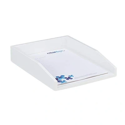 Immagine di 2x Vaschetta Portadocumenti,Scrivania Ufficio e Studio,Formato A4,Vassoio Portalettere,Bambù, 6x25x33 cm, bianco
