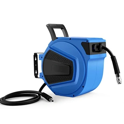 Immagine di avvolgitubo per aria compressa da 15 m, attacco 1/4&quot;, ibrido, scatola tubo flessibile parete, 180, ad compressa, max. 20 bar, retrattile automatico, blu