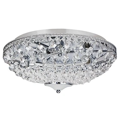Immagine di lux.pro Plafoniera Rotonda con Cristalli Artificiali Pendenti Lampada Circolare da Soffitto a 3 Fonti Luce Ø40 cm per Soggiorno Camera Letto Colore Cromo