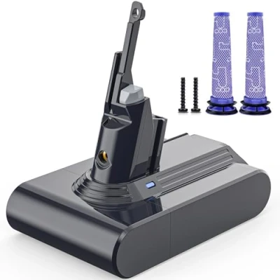 Immagine di Morpilot Batteria per Dyson V7, 21.6V con Pre Filtri 2PCS, Adatto SV11 Trigger V7 Allergy Animal Motorhead Pro Car + Boat Fluffy Mattres Aspirapolvere