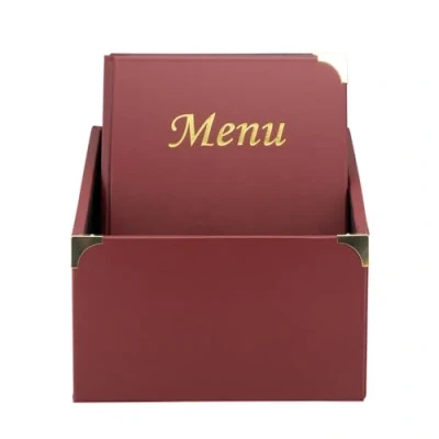 Immagine di Securit Box Menu Basic 10 in Formato A4 Bordeaux con Pagine Non Removibili Angoli Protettivi Metallo