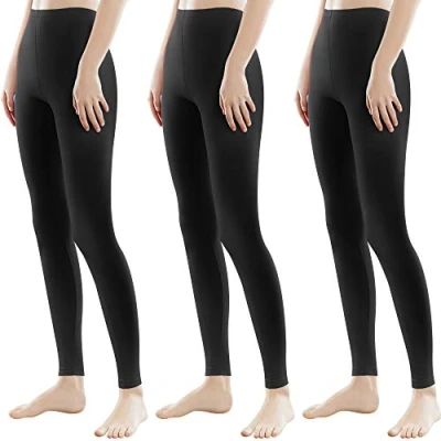 Immagine di 3 Pezzi Libella Donne Lungo Leggings colorato Pantaloni con vita alta Vestibilità slim atletico in cotone 4108 nero S