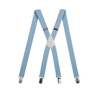 Immagine di Olata Bretelle Sottili a Forma di X, Unisex, Regolabili, Elastiche, con Clip in Metallo, 2,5 cm. Blu Chiaro