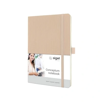 Immagine di SIGEL CO332 Taccuino premium con quadretti, A5, copertina flessibile, beige, Conceptum