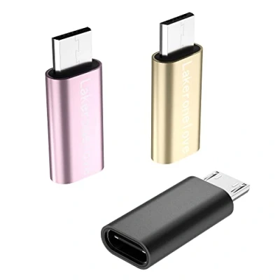 Immagine di Adattatore Micro USB a C 3 Pack, Connettore (Femmina) (Maschio) Ricarica Rapida &amp; Trasferimento per Samsung Galaxy S7/S7 Edge/S6/J7/J3,LG G4.