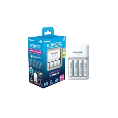 Immagine di Panasonic eneloop Caricabatterie SmartPlus per 1 4 batterie AA/AAA Ni MH, con indicatori LED e 10 funzioni di sicurezza, tra cui AA/Mignon, capacità migliorata min. 2000