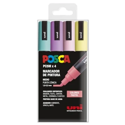 Immagine di Posca UNI Set di 4 pennarelli PC5M a punta conica colori pastello