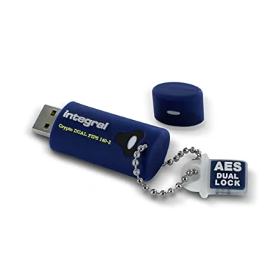 Immagine di Integral Crypto Dual FIPS 140 2 USB 3.0 Flash Drive con doppia password Crittografia hardware AES a 256 bit, Argento, 32 GB