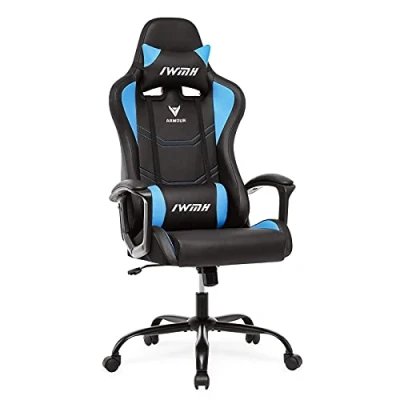 Immagine di IntimaTe WM Heart Sedia da Gaming, Poltrona Gamer Ergonomica con Schienale Alto, Corsa Regolabile in Altezza Braccioli, Poggiatesta e Supporto Lombare (Blu)
