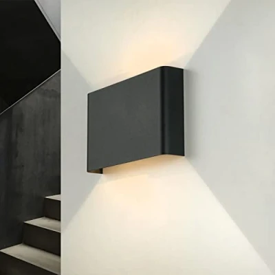 Immagine di Lampada da parete Up Down Indoor, applique piatta per scale e corridoi, grafite, luce indiretta a parete, D:4 cm, piccola, G9, 2 luci, moderna, camera letto