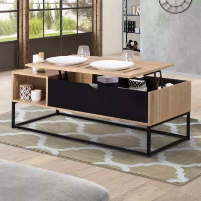 Immagine di IDMarket Tavolino basso Detroit con scompartimenti Design industriale
