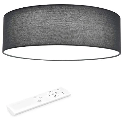 Immagine di Navaris Plafoniera LED Soffitto 22W Rotonda Ø 40 cm Lampadario Camera da Letto e Soggiorno in Tessuto con Telecomando per Controllo Temperatura Colore Grigio Scuro
