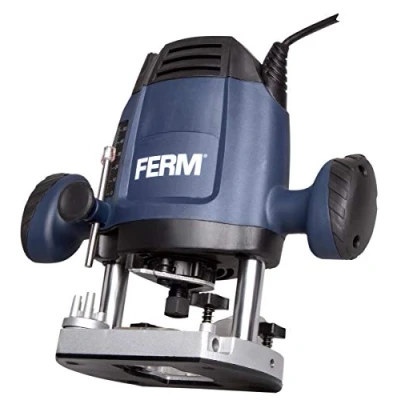 Immagine di FERM Fresatrice verticale 1200W 6,8 mm. Velocità variabile. Cavo di alimentazione da 3 metri. Include set fresatura pezzi, anello copiatore, guida parallela e punta del compasso