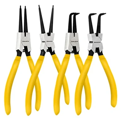Immagine di BLOSTM Set di 4 Pinze Seeger per Anelli Sicurezza Interni ed Esterni da 7 Pollici Con Molle Resistenti, Manici Antiscivolo e Custodia (4 Pezzi)
