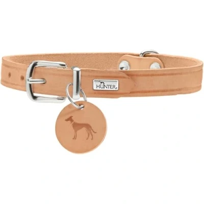 Immagine di HUNTER AALBORG Collare per cani in pelle, semplice, resistente, confortevole, 47 (S M), colore: naturale