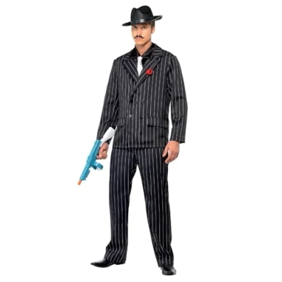 Immagine di SMIFFYS Costume completo anni &#039;40, uomo include giacca con rosa sul bavero, pantaloni, c