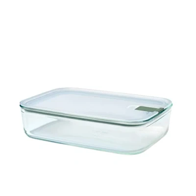 Immagine di Mepal Contenitore per alimenti in vetro EasyClip Barattolo di con coperchio e chiusura a scatto Adatto microonde, forno vapore, congelatore 2250 ml Nordic sage