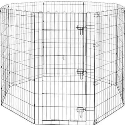 Immagine di Amazon Basics Recinto per Cani Da Interno, Ottagonale Pieghevole in Metallo, e Animali Domestici, 122 cm di altezza, Nero