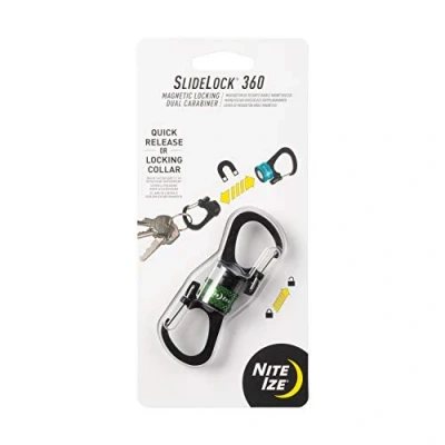 Immagine di Nite Ize SlideLock Doppio moschettone con chiusura magnetica a 360 gradi, S Biners collare Twist to Lock, portachiavi magnetico per chiavi, accessori da campeggio e altro ancora,