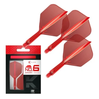 Immagine di Target Darts K Flex Integrated Dart Flight And Shaft, N. 6 Rosso (Corto) Confezione da 3 6, voli per Freccette e Stelo di precisione 2 in 1