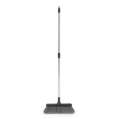 Immagine di Kleeneze KL028107EU7 Scopa con setole morbide per pavimenti duri, antigraffio, manico allungabile fino a 120 cm, rimuove polvere e residui da in legno, piastrelle laminati, grigio