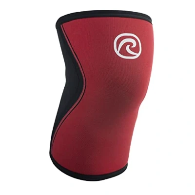 Immagine di Rehband Benda per ginocchio Powersport, fascia Cross Fit e allenamento pesante in neoprene da 5 mm, Colore:Rosso, Misura:L