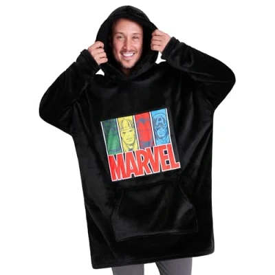 Immagine di Marvel Felpa Uomo con Cappuccio Felpe Oversize in Pile (Nero)
