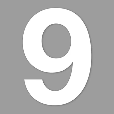 Immagine di Adesivo con numero 9 di colore bianco, altezza 10 cm, casa autoadesivo, da incollare, per esterni, cassetta delle lettere, porta I resistente alle intemperie, kfz_674_9
