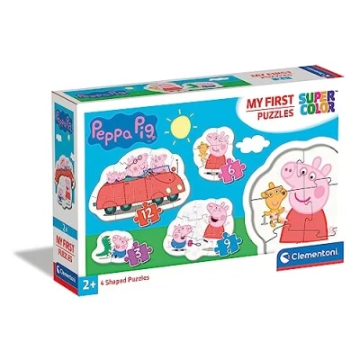 Immagine di Clementoni Supercolor My First Peppa Pig 3+6+9+12 pezzi 4 sagomati Made in Italy, puzzle bambini 2 anni+, Multicolore, 20829